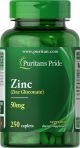 Puritan's Pride Zinc Gluconate 50 mg 250 tabletten 2063