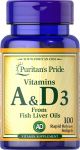 Puritan's Pride Vitamin A & D3 5000/400 IU 100 Softgels 4301