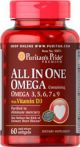 Puritan's Pride All In One Omega 3, 5, 6, 7 & 9 witih Vitamin D3 60 Softgels 50073