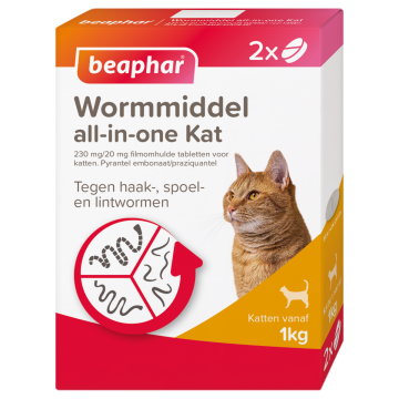 Beaphar Wormtablettten All-in-one Kat 2 tabletten