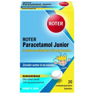 Roter Paracetamol Junior Banaansmaak 20 (smelt)tabletten 250 mg