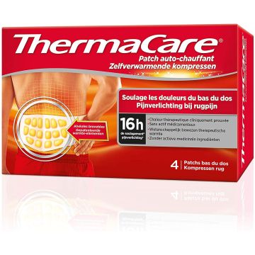 ThermaCare - Patch, selbstwärmend, Rücken - lindert Schmerzen im unteren Rücken - 8 Stunden konstante Wärme - Box mit 4 Rücken-Pads