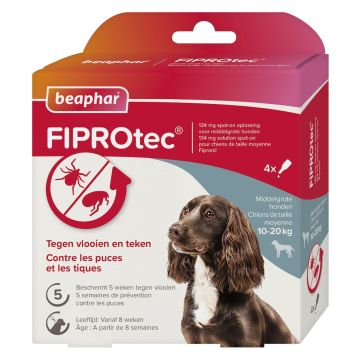 Beaphar Fiprotec voor honden tegen teken en vlooien 10-20 kg 4 x 1,34 ml pipetten