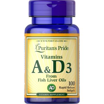 Puritan's Pride Vitamin A & D3 5000/400 IU 100 Softgels 4301