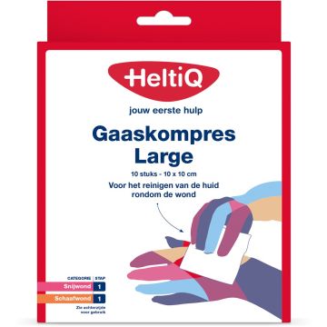 Heltiq Gaaskompres Large 10 x 10 cm 10 st.