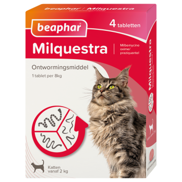Beaphar Milquestra wormtabletten kat 4 tabletten vanaf 2 - 12kg