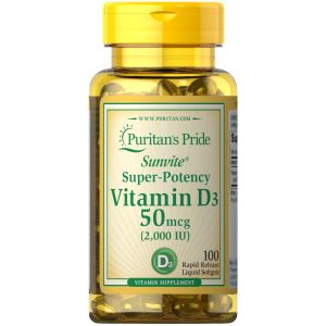 Puritan's Pride Vitamine D3 50 mcg 2000 IU 100 Softgels 17621