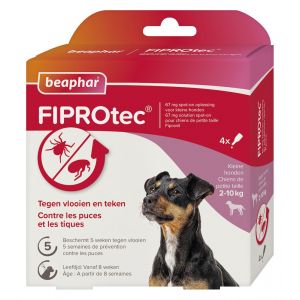 Beaphar Fiprotec voor honden 2-10 kg tegen teken en vlooien 4 x 0,67 ml pipetten