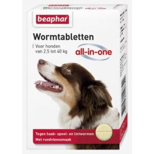 Beaphar Wormtabletten All-in-One 2,5 - 40 kg 4 Tabletten