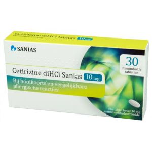Sanias Cetirizine 10 mg 30 Tabletten tegen hooikoorts