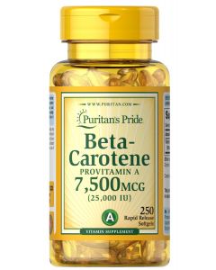 Puritan's Pride Betacaroteen 7.500 mcg 25.000 IU 250 Softgels 1223