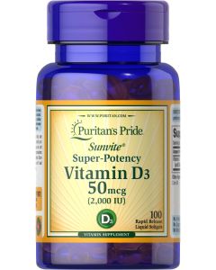 Puritan's Pride Vitamine D3 50 mcg 2000 IU 100 Softgels 17621 Puritan's Pride Vitamine D3 50 mcg 2000 IU 100 Softgels 17621