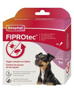 Beaphar Fiprotec voor honden 2-10 kg tegen teken en vlooien 4 x 0,67 ml pipetten