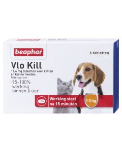 Beaphar Vlo Kill+ voor kat en hond tot 11 kg 6 Tabletten